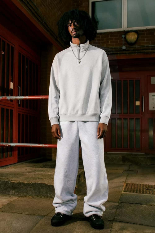 Loose Fit Fleece Half-Zip Sweatshirt - Wheaten