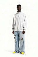 Loose Fit Fleece Half-Zip Sweatshirt - Wheaten