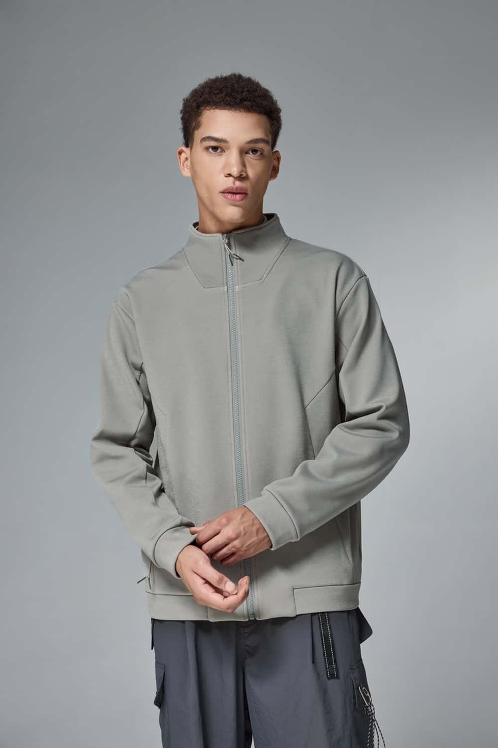 Four-Way Stretch Zip Jacket - Stone Gray