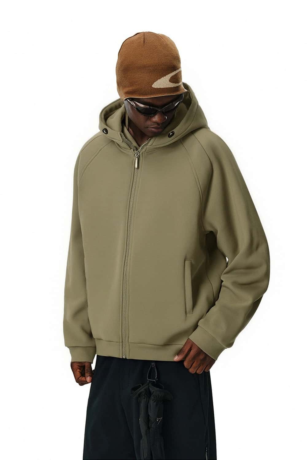 Smooth Stretch Zip Hoodie - Mud Green