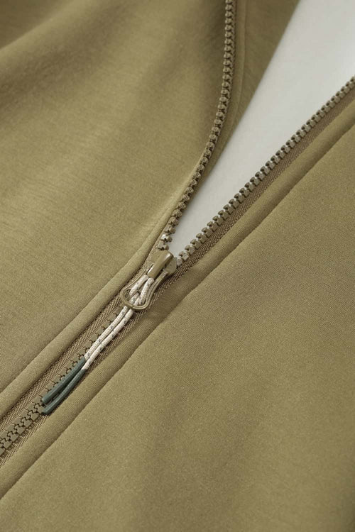 Smooth Stretch Zip Hoodie - Mud Green