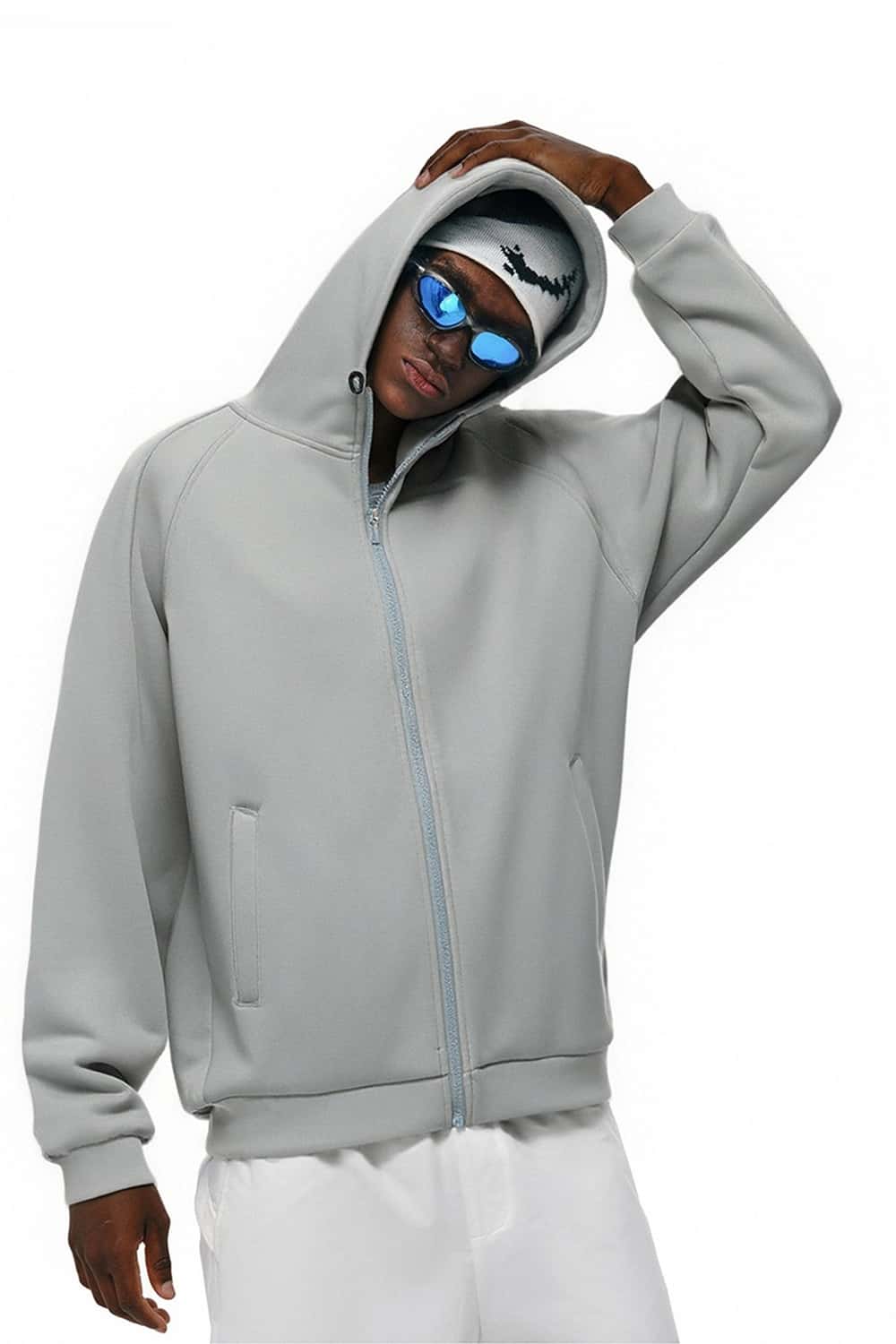 Smooth Stretch Zip Hoodie - Stone Gray