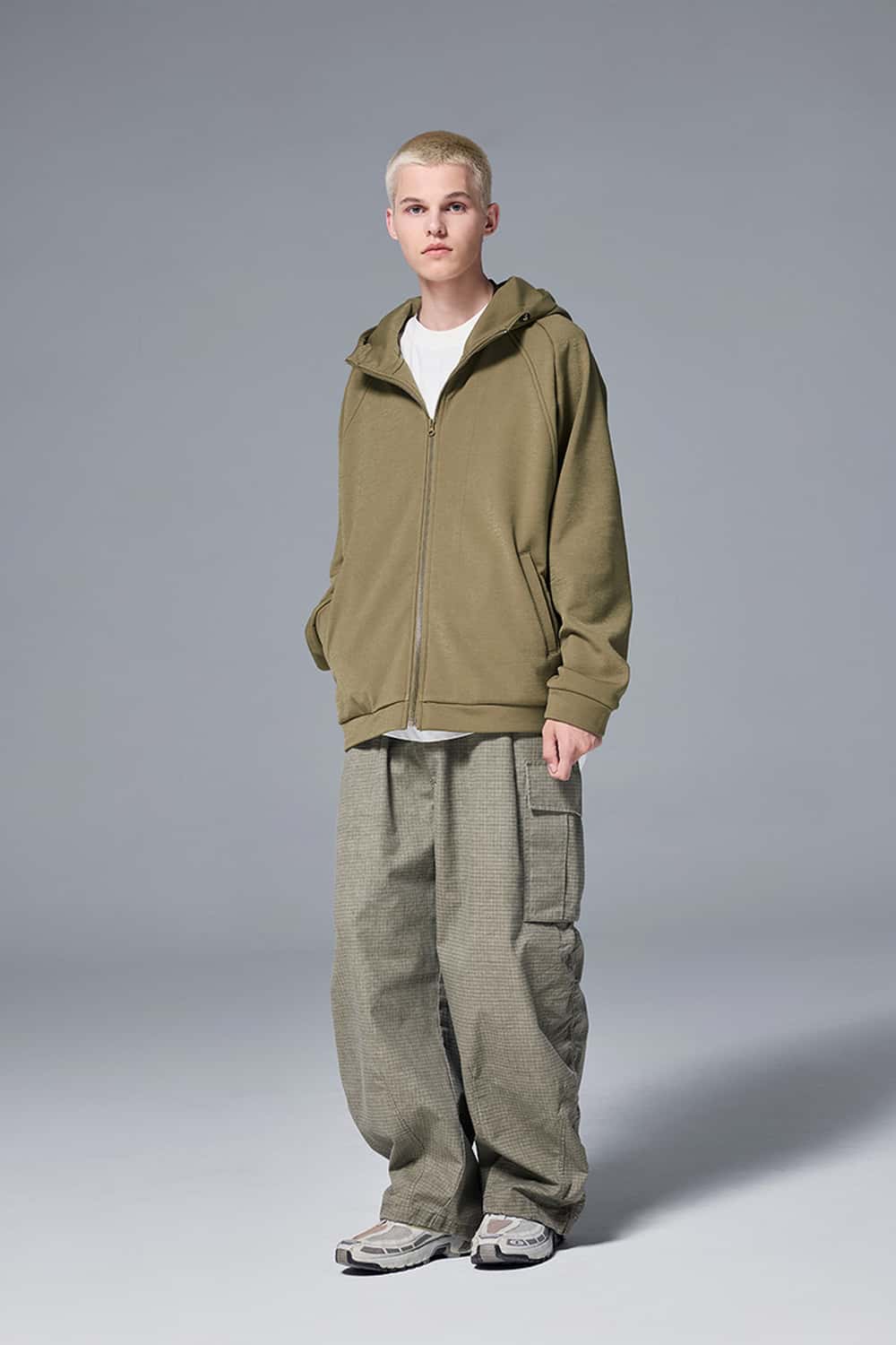 Relaxed Hooded Zip Jacket - Mud Green