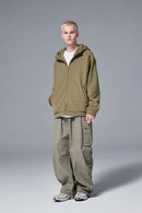 Relaxed Hooded Zip Jacket - Mud Green