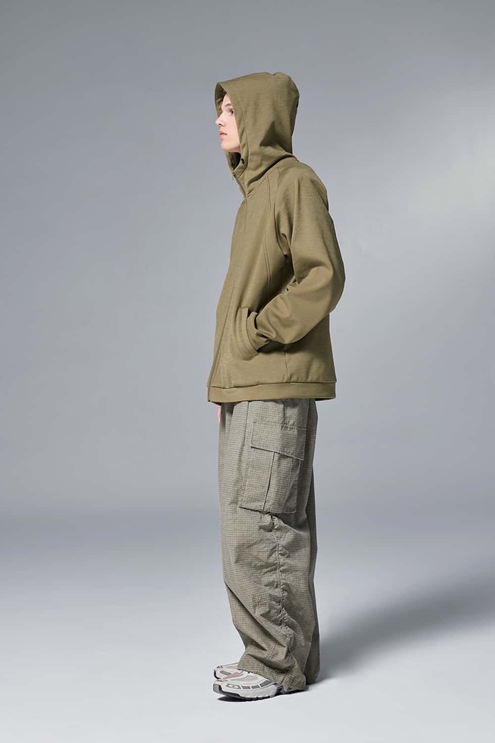 Relaxed Hooded Zip Jacket - Mud Green