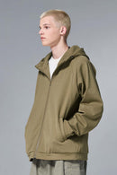 Relaxed Hooded Zip Jacket - Mud Green