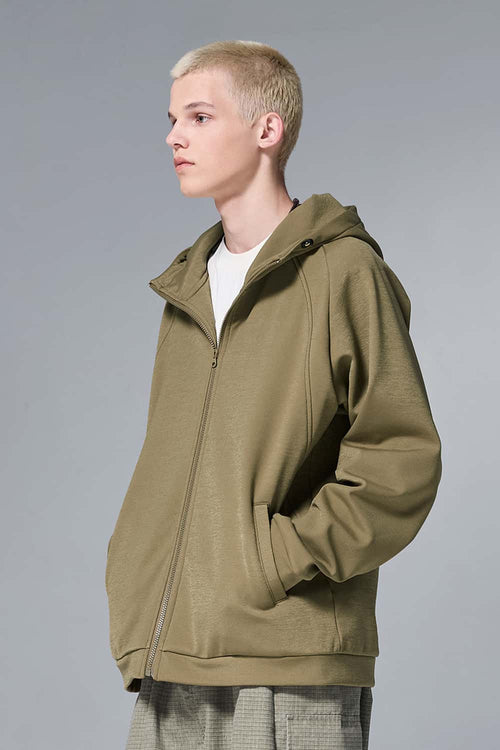 Relaxed Hooded Zip Jacket - Mud Green