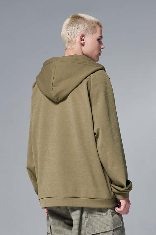 Relaxed Hooded Zip Jacket - Mud Green
