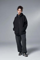Relaxed Hooded Zip Jacket - Rust Black