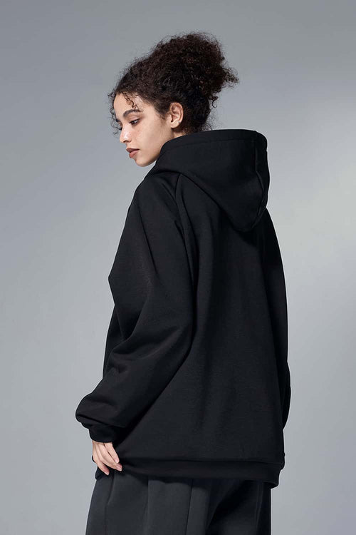 Relaxed Hooded Zip Jacket - Rust Black