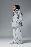 Relaxed Hooded Zip Jacket - Stone Gray