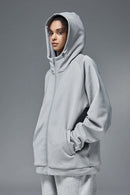 Relaxed Hooded Zip Jacket - Stone Gray