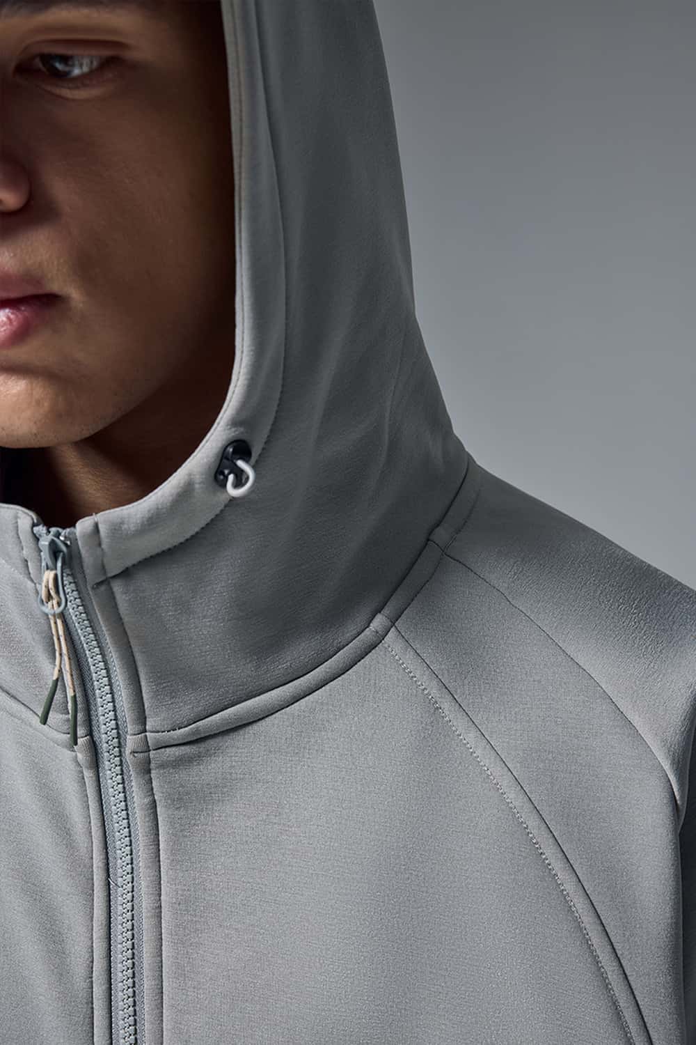Relaxed Hooded Zip Jacket - Stone Gray