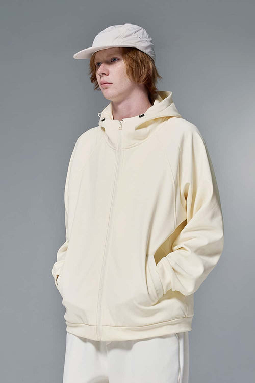 Relaxed Hooded Zip Jacket - White