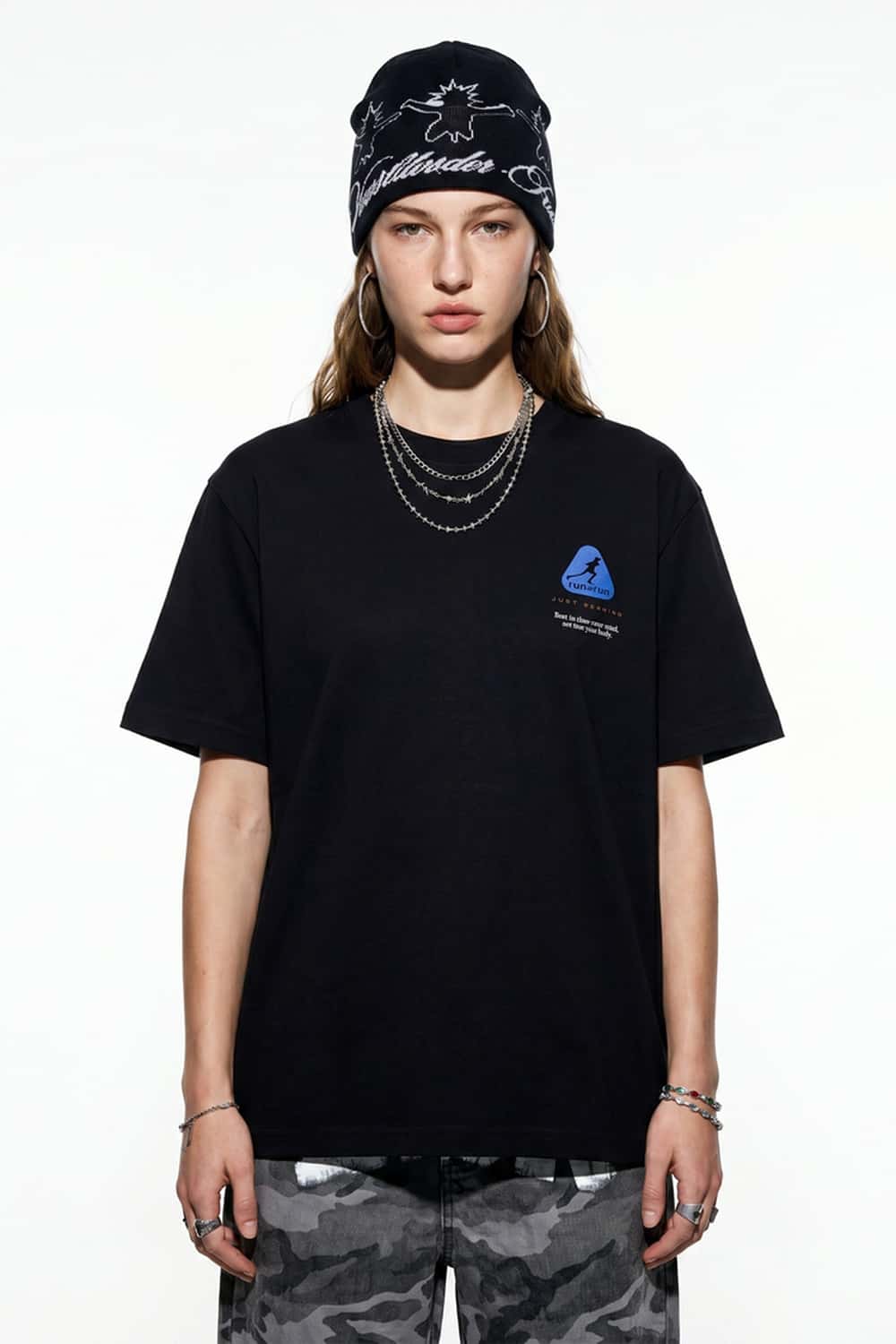 Graphic Back Print Crewneck T-Shirt - Black