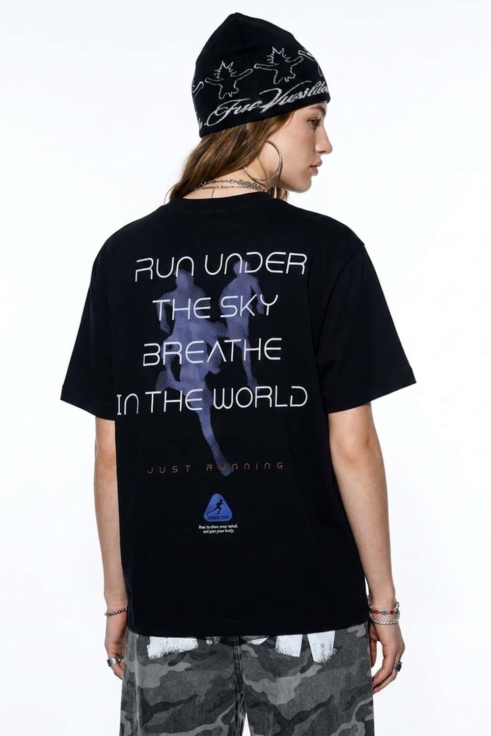 Graphic Back Print Crewneck T-Shirt - Black