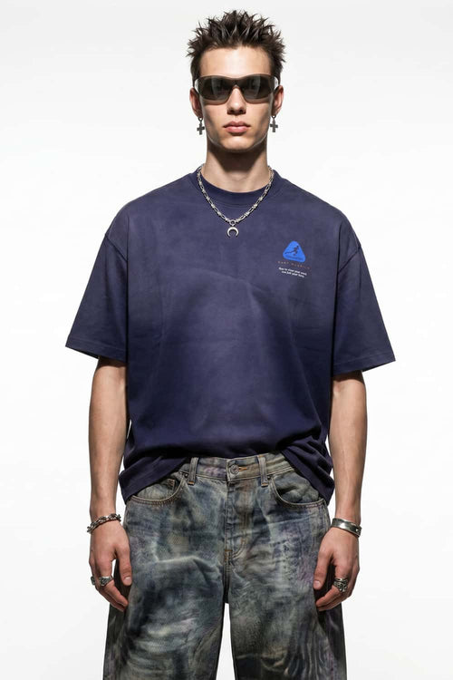 Washed Gradient Back Graphic T-Shirt - Dark Purple
