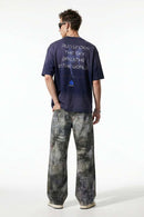 Washed Gradient Back Graphic T-Shirt - Dark Purple