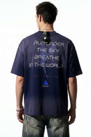 Washed Gradient Back Graphic T-Shirt - Dark Purple