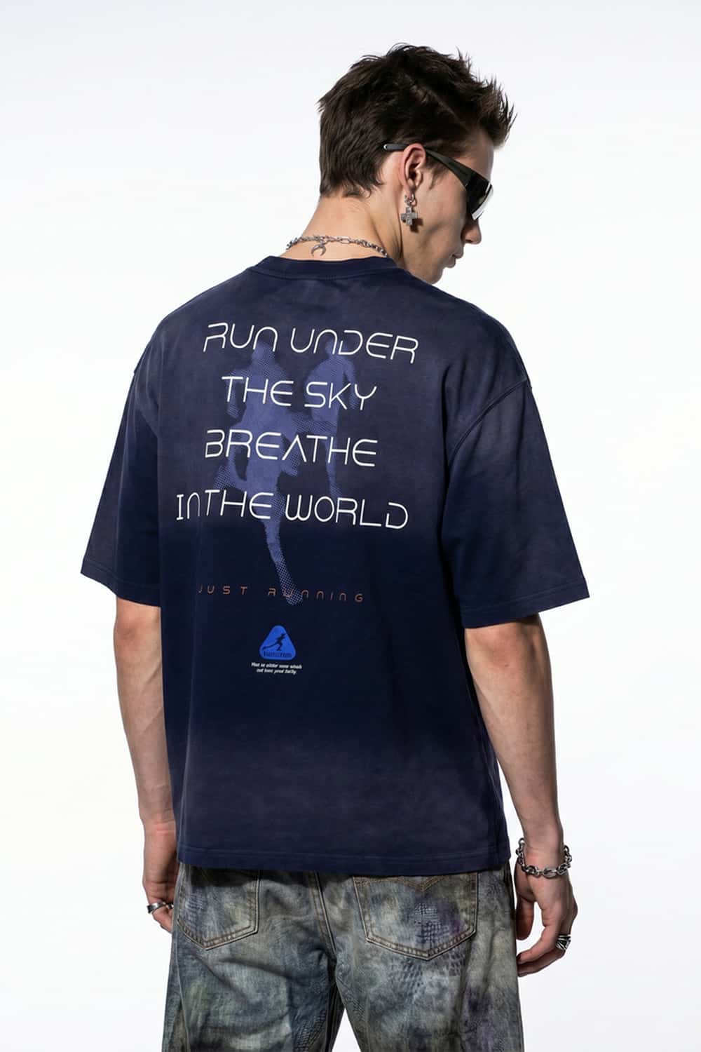 Washed Gradient Back Graphic T-Shirt - Dark Purple