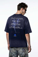 Washed Gradient Back Graphic T-Shirt - Dark Purple