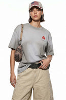 Washed Gradient Back Graphic T-Shirt - Khaki Gray