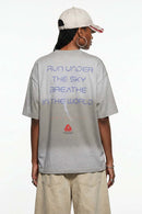 Washed Gradient Back Graphic T-Shirt - Khaki Gray