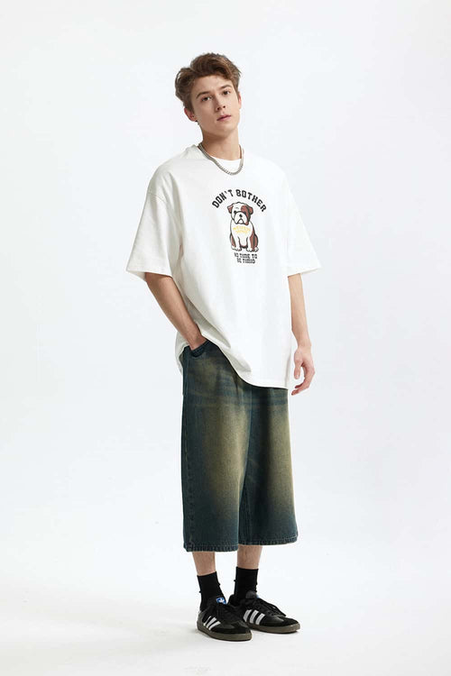 Heavyweight Bulldog Graphic T-Shirt - White