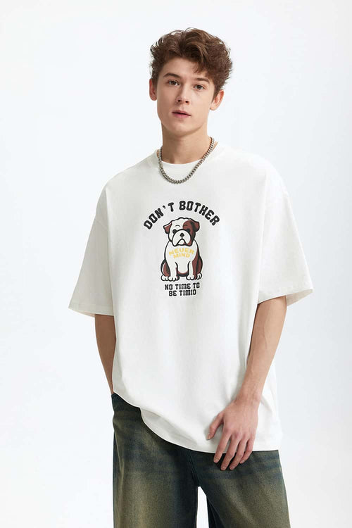 Heavyweight Bulldog Graphic T-Shirt - White
