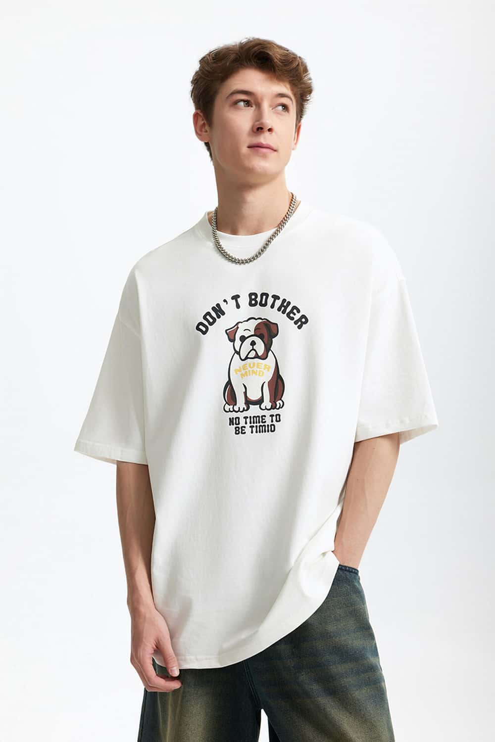 Heavyweight Bulldog Graphic T-Shirt - White