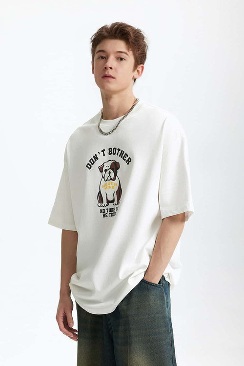 Heavyweight Bulldog Graphic T-Shirt - White
