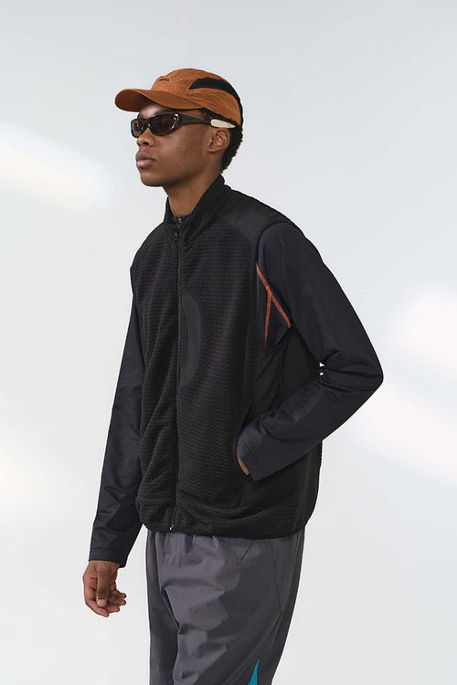 Heat-Retaining Textured Utility Vest - Black