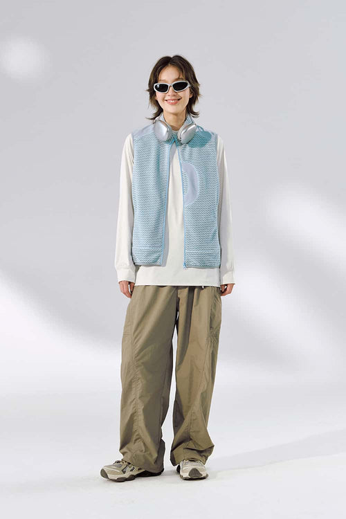 Heat-Retaining Textured Utility Vest - Blue