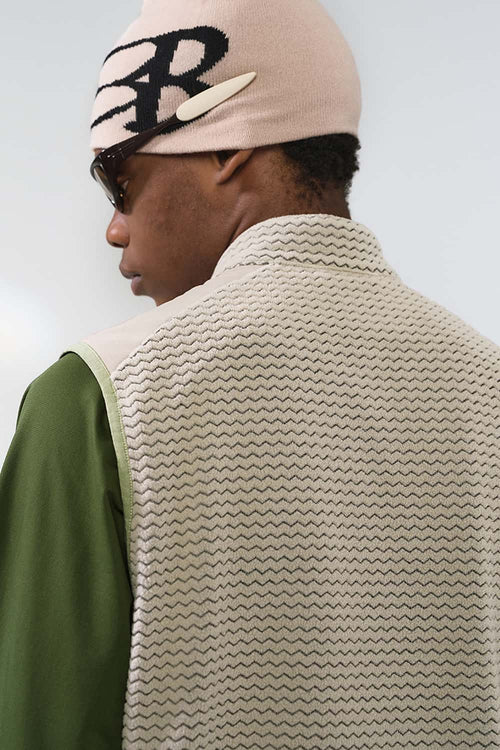 Heat-Retaining Textured Utility Vest - Khaki