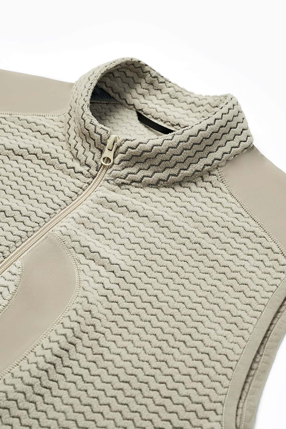 Heat-Retaining Textured Utility Vest - Khaki