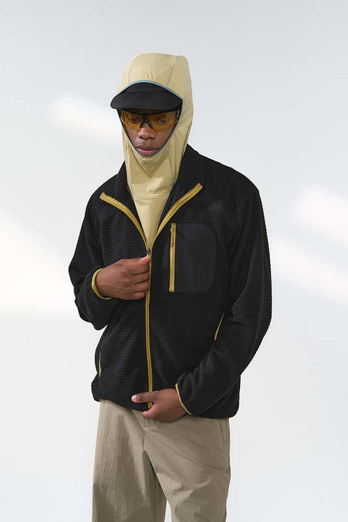 Wavy Textured Zip Jacket - Black