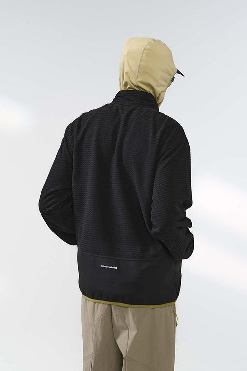Wavy Textured Zip Jacket - Black