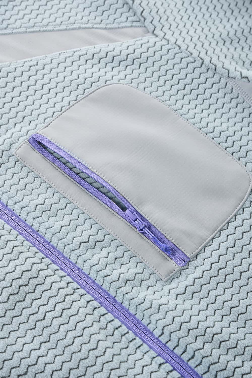 Wavy Textured Zip Jacket - Blue