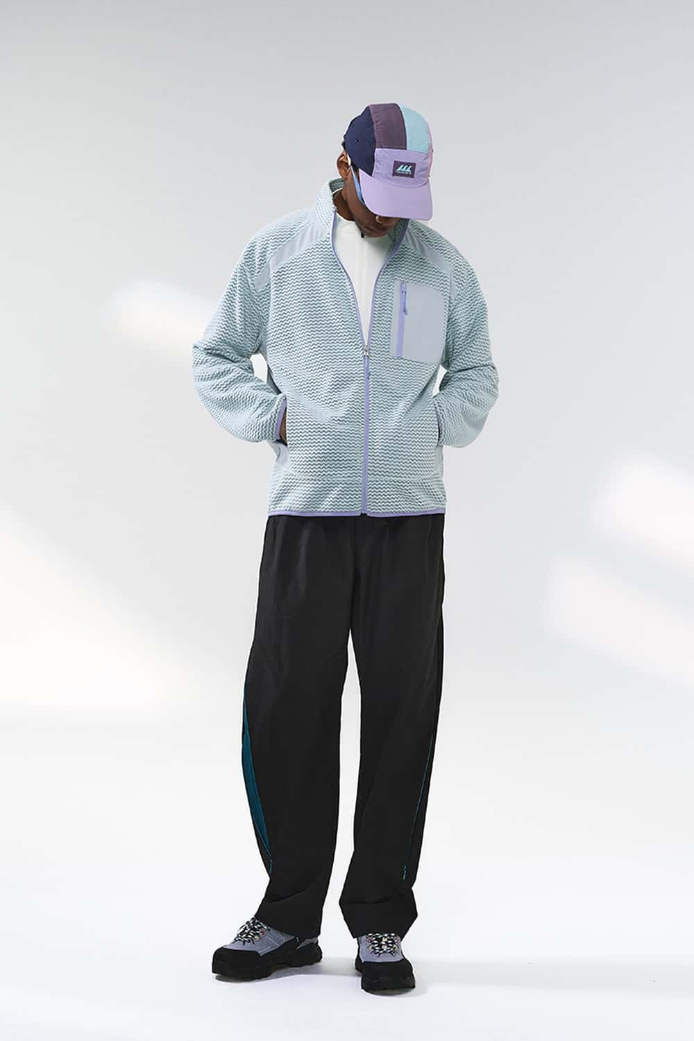 Wavy Textured Zip Jacket - Blue