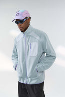Wavy Textured Zip Jacket - Blue