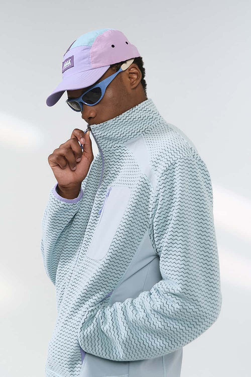 Wavy Textured Zip Jacket - Blue
