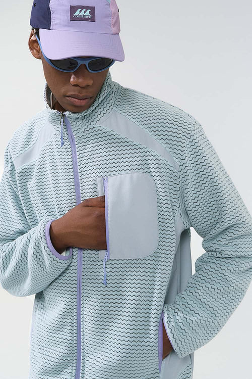 Wavy Textured Zip Jacket - Blue