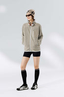 Wavy Textured Zip Jacket - Khaki