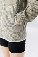 Wavy Textured Zip Jacket - Khaki