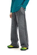 Washed Painter Wide-Leg Utility Pants - Black