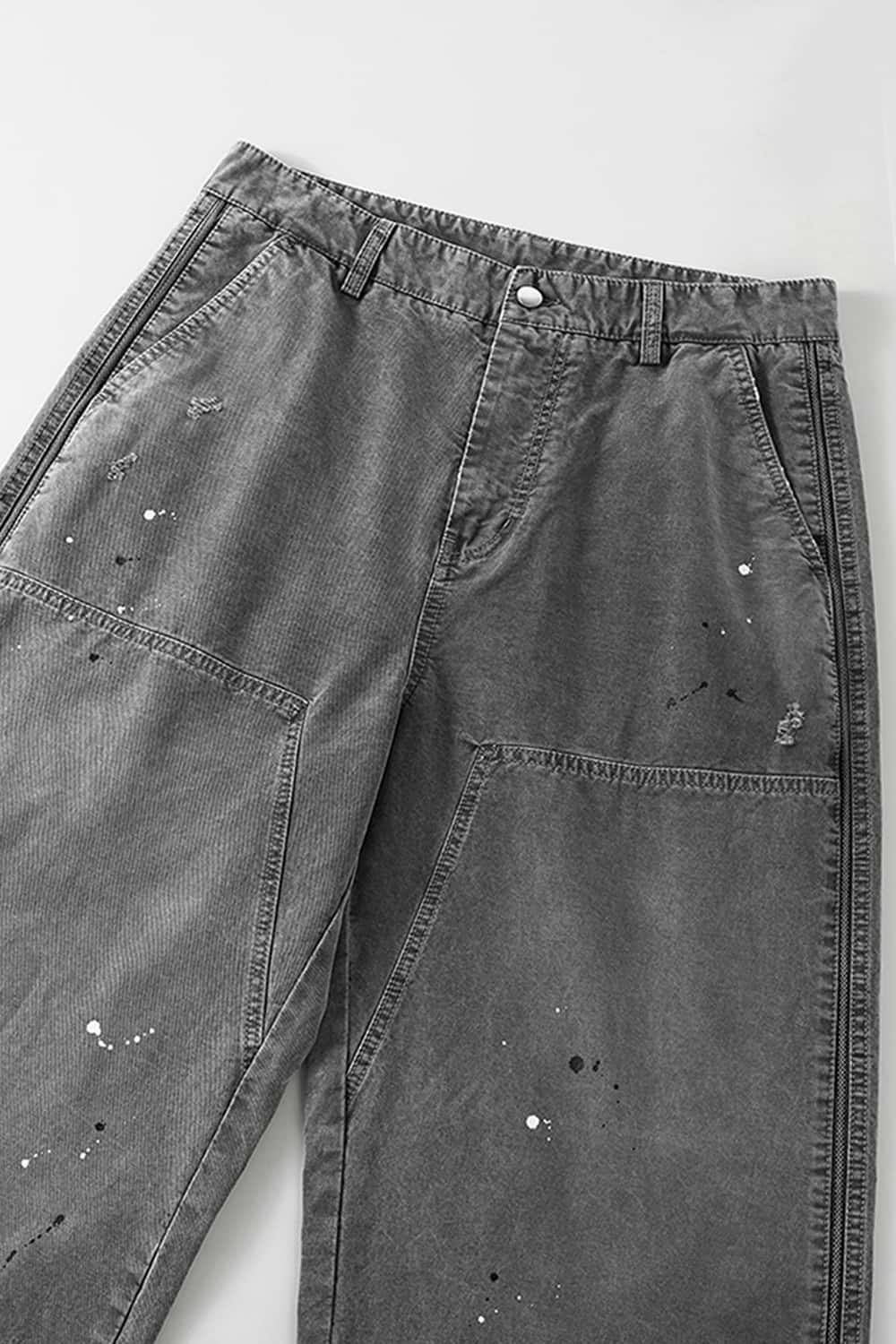 Washed Painter Wide-Leg Utility Pants - Black