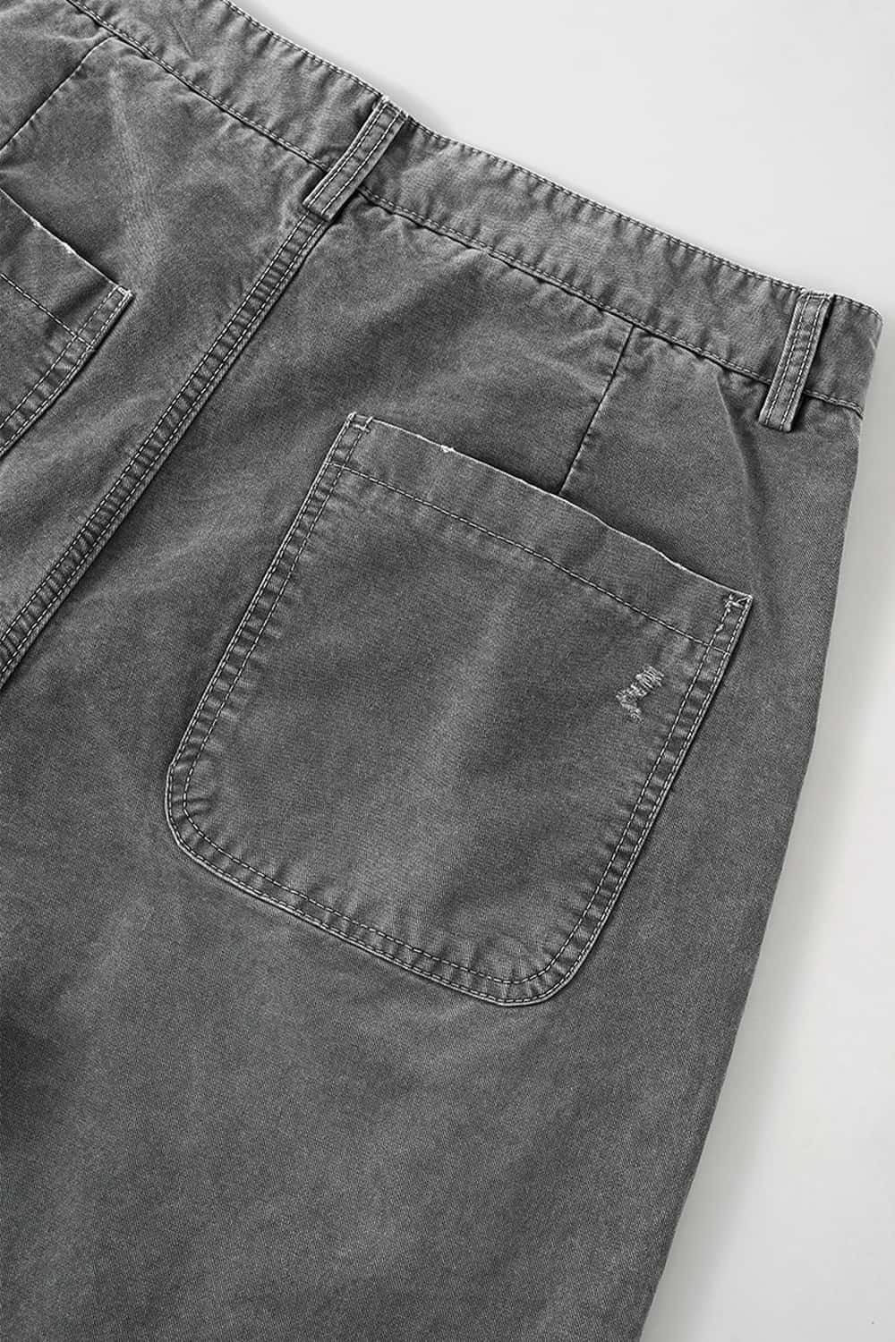 Washed Painter Wide-Leg Utility Pants - Black