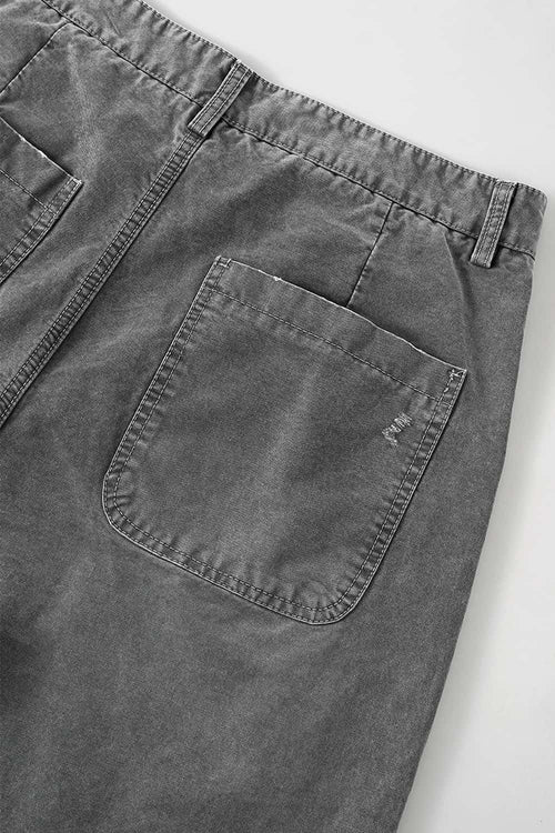 Washed Painter Wide-Leg Utility Pants - Black