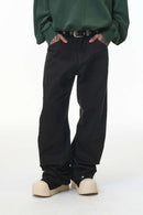Washed Curved-Leg Utility Pants - Black