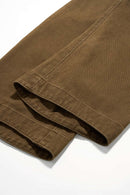 Washed Curved-Leg Utility Pants - Brown